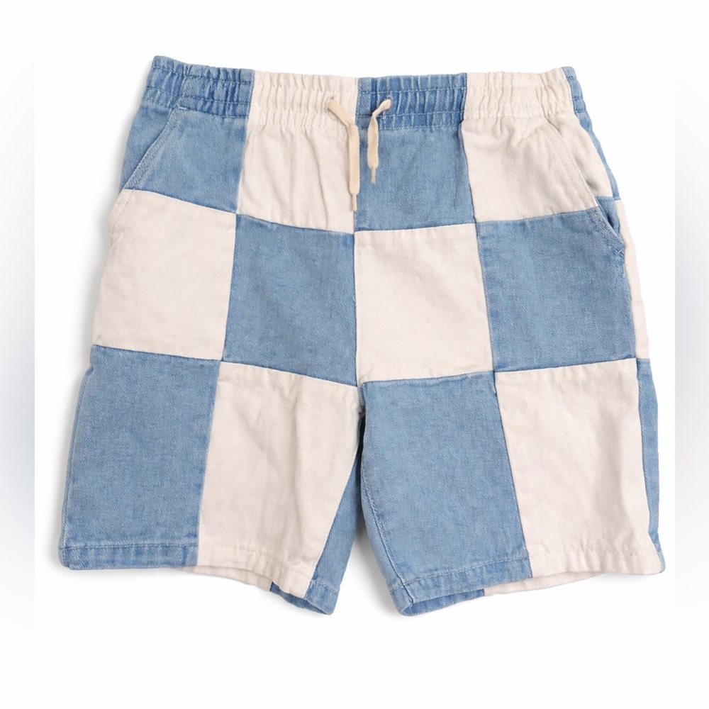 PacSun Light Blue and White Patchwork Kids Jean Shorts. Size 14.